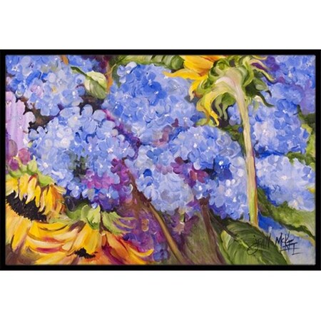 Carolines Treasures JMK1119MAT Hydrangeas And Sunflowers Indoor & Outdoor Mat, 18 x 27 in. JMK1119MAT